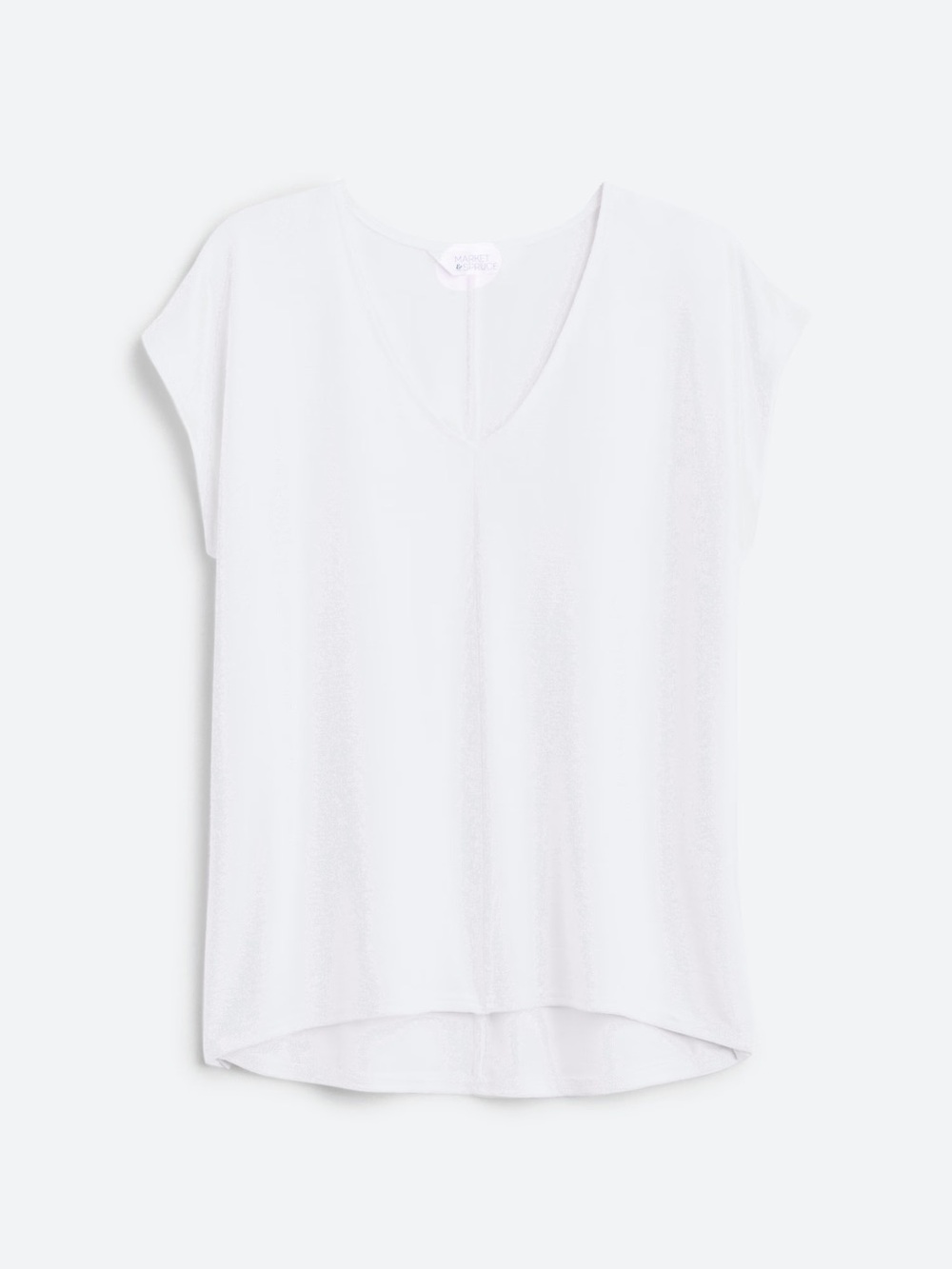Market & Spruce Women's White V-Neck Short Sleeve Top